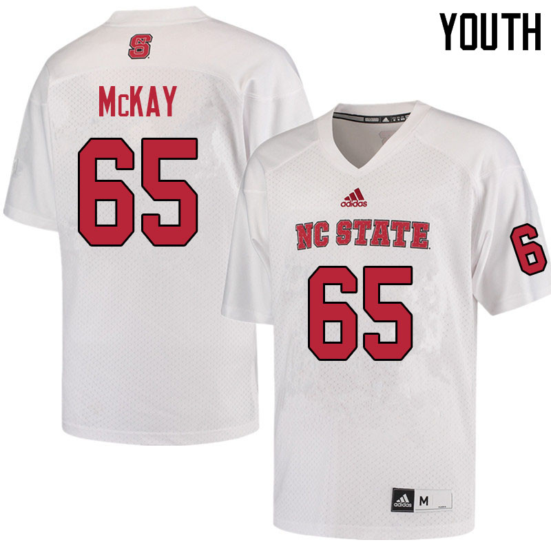 Youth #65 Timothy McKay NC State Wolfpack College Football Jerseys Sale-White - Click Image to Close
